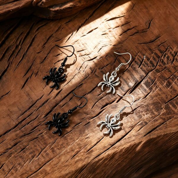 oly-5f4a84a3dbacd53d82ae593f1f450b82 Wholesale Silver Tone Zinc Alloy Spider Pendant Ear Hooks Gothic Retro Fashion Accessory