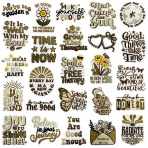 oly-5f71cddfbc67f990541ff5fa537881f4 Wholesale Bohemian Embroidered Patch with English Inspirational Quote Iron-On Decorative Accent for Resale