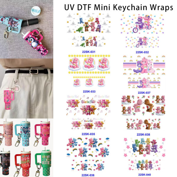 Wholesale 2/4/8pcs Colorful Bear Mini Keychain Sticker OLY Exclusive