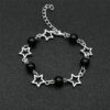 oly-5f8c0a20c24614643b6a760f1b7cd236 Wholesale Hollow Five Point Star Imitation Pearl Beaded Bracelet and Necklace Set Silver Geometric Fashion Jewelry for Women Trendy Everyday Accessory