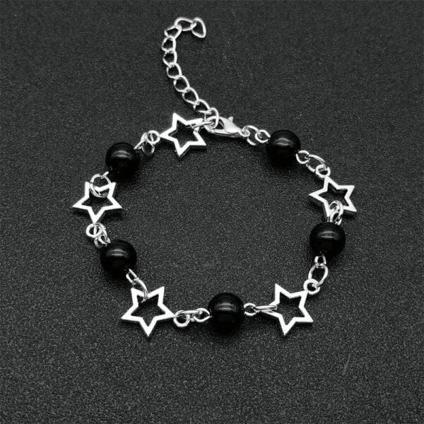 oly-5f8c0a20c24614643b6a760f1b7cd236 Wholesale Hollow Five Point Star Imitation Pearl Beaded Bracelet and Necklace Set Silver Geometric Fashion Jewelry for Women Trendy Everyday Accessory