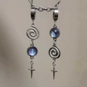 oly-5fad176fdd758f7ed99b66370661678b Wholesale Glass Star Geometric Spiral Earrings, Chic Jewelry Accessory for Casual Wear