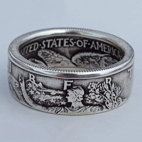 Wholesale Ancient Silver 1945 Morgan Coin Ring Unisex Alloy Electroplated Boutique Resale
