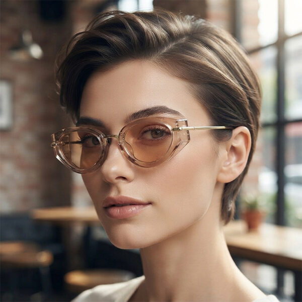 Wholesale Trendy Cat Eye Retro Oval Sunglasses UV400 Black Frame Gray Lens for Everyday Wear