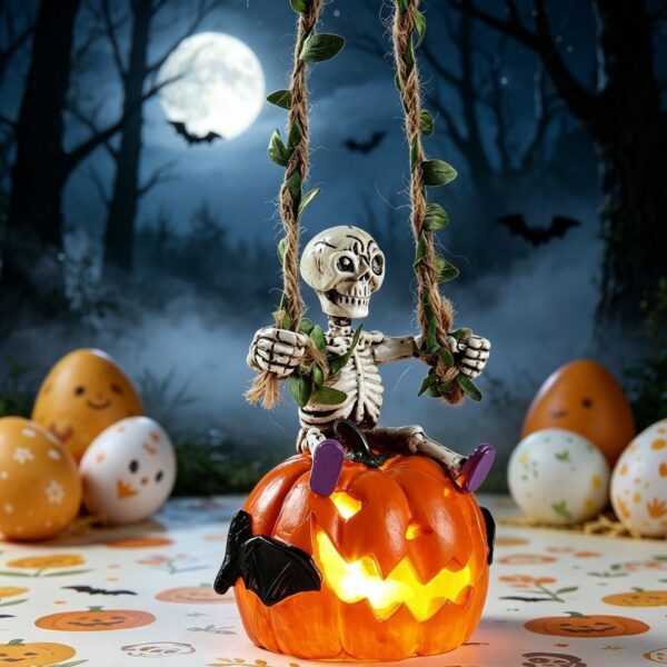 Wholesale Spooky Artistic Resin Halloween Skull Pumpkin Decor for Party Gift Accent