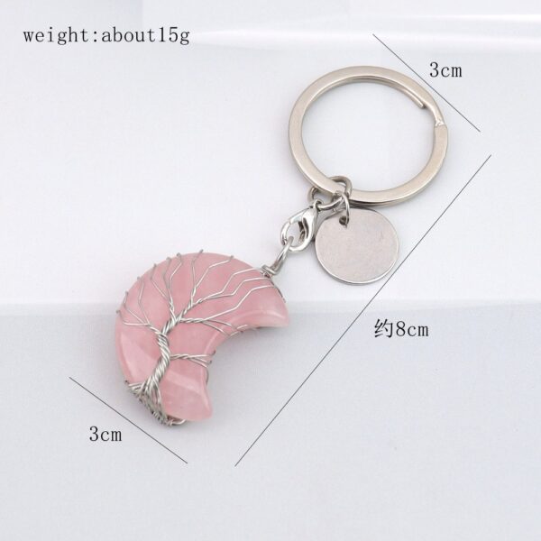 oly-602035edb2e847a05d85e72c87f223cc Wholesale Natural Stone Moon Keychain Bag Charm Pastoral Style Women's Gift