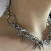 Wholesale Silver Alloy Punk Cross Chain Necklace with Gothic Studs Trendy Jewelry Accessory for Unisex Everyday Wear