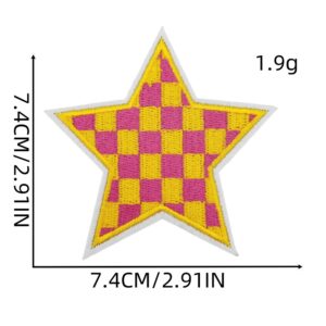 Plaid five-pointed star cloth sticker 4#