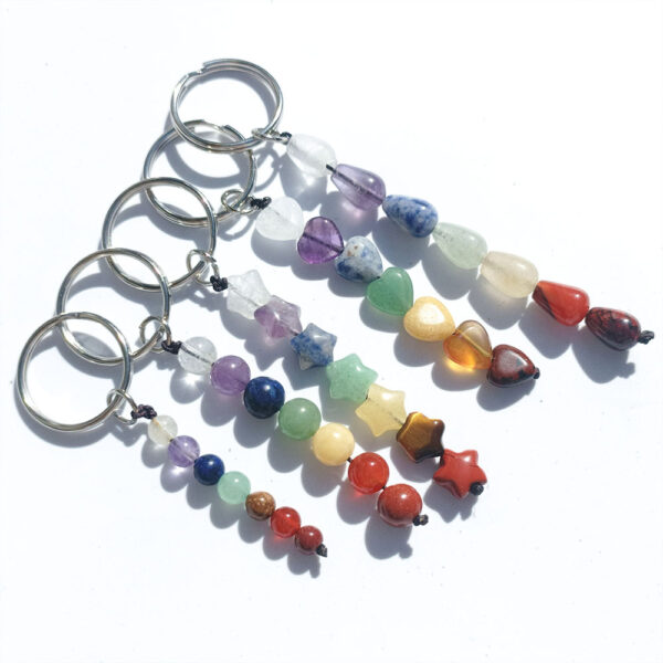 Wholesale Natural Stone Charm Keychain Irregular Star Drop Heart Shape DIY Bag Accessory for Gift Boutique