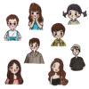 oly-60588a3d74554bc1175d12e05976e9ec Wholesale Trendy Couple Cartoon Self-Adhesive Embroidery Patches Set of 8 DIY Clothing Stickers Boutique Accessory