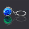 Wholesale Metal Electroplated Keychain Luminous Glass Ball Pendant Pastoral Style Bag Charm for Students
