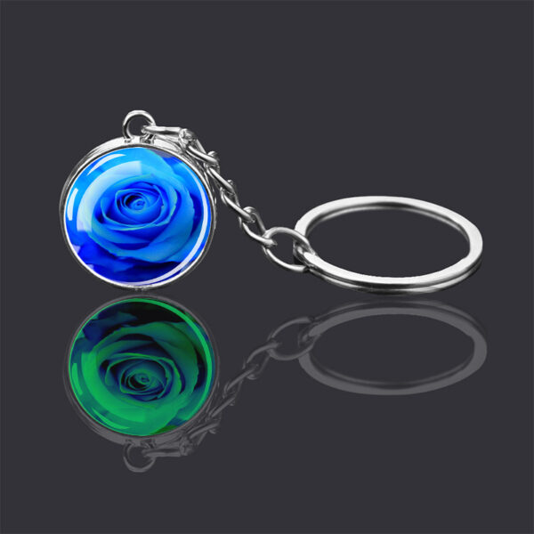 Wholesale Metal Electroplated Keychain Luminous Glass Ball Pendant Pastoral Style Bag Charm for Students