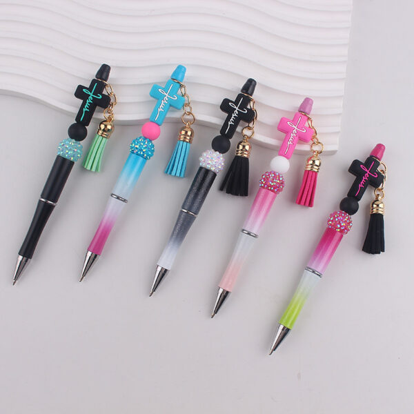 oly-605c51431cd476029969d9fb2f84b6d5 Wholesale DIY Silicone Bead Western Cowboy Cross Pattern Pen Fashion Accessory Gift
