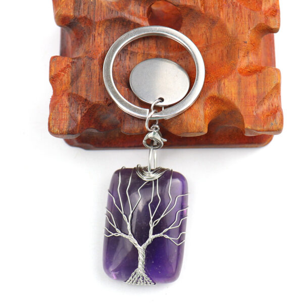 oly-6071433d46d476117160692149c915a0 Wholesale Tree of Life Keychain Amethyst Crystal Metal Bag Charm Gift Accessory