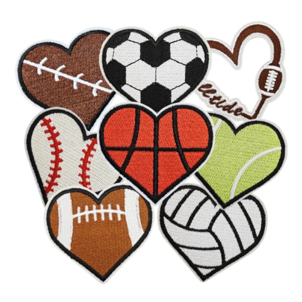 oly-60738b57ff19579495ff4d8fc51264ae Wholesale Chic Heart Embroidered Patch Set - Cartoon Basketball Football Sports Patches for Headwear Clothing Decorative Fashion Accessory