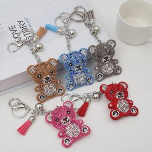Wholesale Cute Rhinestone Bear Keychain Alloy Bag Charm for Wedding Gifts