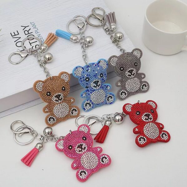 Wholesale Cute Rhinestone Bear Keychain Alloy Bag Charm for Wedding Gifts