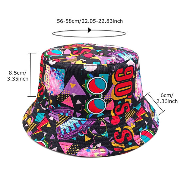 oly-6087c01b1f2488b488fa0601dc2a6922 Wholesale 90s Graffiti Print Fisherman Hat Double Sided Sun Hat Dome Top Casual Everyday Headwear for Men Women