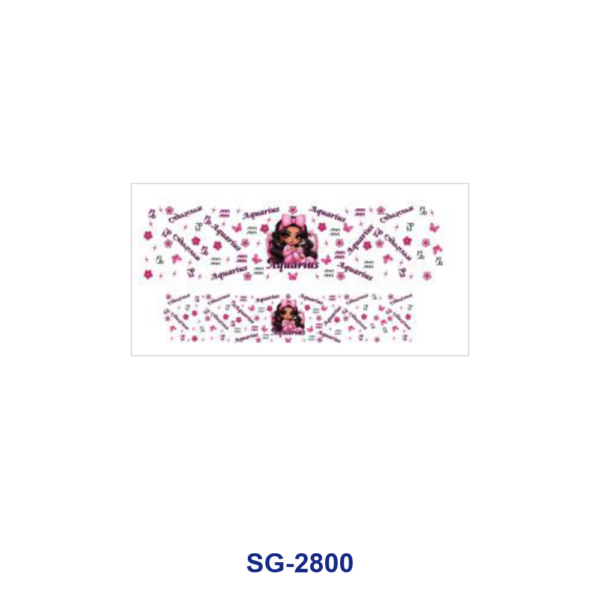 Wholesale 8pcs Zodiac Pink Cartoon Girl Print 3oz Cup Stickers Wrap