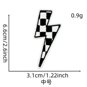 Medium lightning black and white plaid cloth sticker