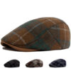 Wholesale Men's Beret Hat Plaid Pattern Warm Winter Forward Cap Fashion Accessory
