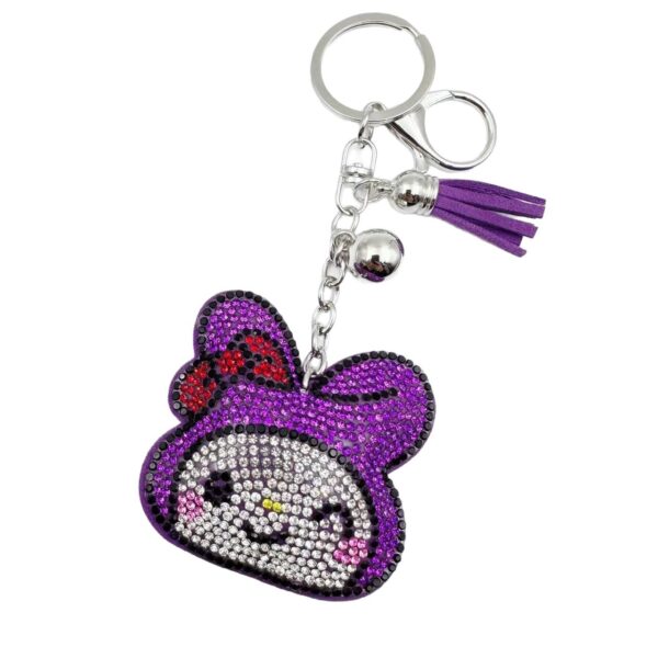 Wholesale Trendy Pink Rhinestone Rabbit Keychain Bag Charm Women Boutique Resale