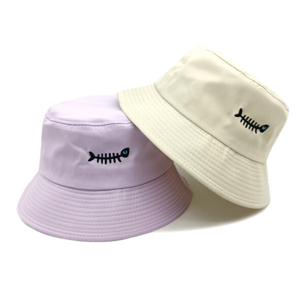 Wholesale Unisex Retro Fishbone Embroidery Bucket Hat Sun Protection Casual Style Boutique