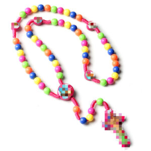 oly-6105ba56dde1be624b5e69f51a789026 Wholesale Kids Cartoon Cross Pendant Necklace Handmade Beaded Jewelry Accessory