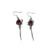 oly-6113cb16d12f2b5d0b3be94fbc1adf5c Wholesale Gothic Red Ruby Earrings, Alloy Silver Electroplated Punk Jewelry Accessory for Everyday Wear