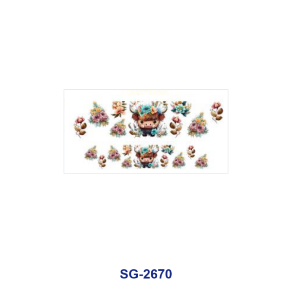Wholesale 8pcs Highland Cow Floral Animal Print 3oz Cup Stickers Wrap OLY Exclusive