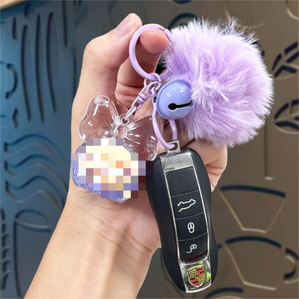 Wholesale Acrylic Cartoon Keychain Bag Charm - Yellow Hair Ball with Oil and Luminous Beads Trendy Gift Accessory OLY Exclusive