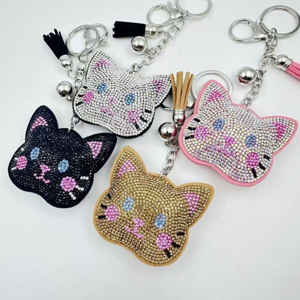 Wholesale Cute Cat Rhinestone Keychain Fashion Gift Decorative Accessory for Bag or Keys