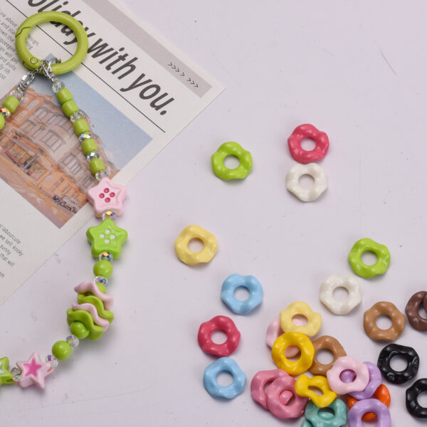 Wholesale Painted Acrylic Spacer Beads Wave Donut Shape Mixed Colors for DIY Jewelry Bag Charm