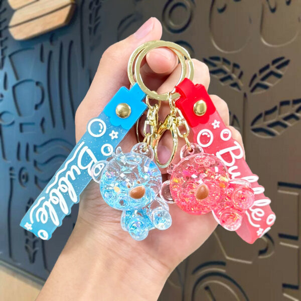 Wholesale Red Luminous Acrylic Sitting Bear Keychain Bag Charm Car Key Accessory Gift