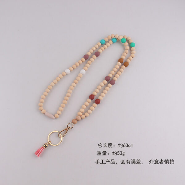 Wholesale Geometric Silicone Bead Lanyard Keychain ID Badge Holder Teacher Gift Car Key Accessory