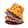 Wholesale Strawberry Print Double Sided Fisherman Hat Sunscreen Casual Hat for Travel