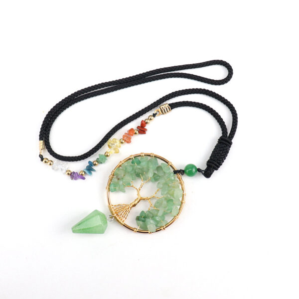 Wholesale Colorful Agate Crystal Tree of Life Pyramid Pendant Necklace Fashion Accessory