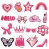 oly-623d05a85201e20f7b776c6cfb3eee88 Wholesale Pink Bow Embroidered Patch with Heart Design for Clothing Decoration Fashion Accessory