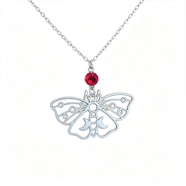 Wholesale Gothic Style Hollow Moon Moth Pendant NecklaceVintage Silver Y2K Fashion Jewelry Accessory for Everyday Wear