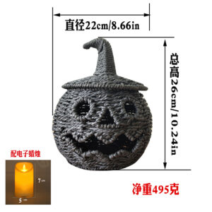 Pumpkin black style b, 22*22*26cm (height), approx. 495g + electronic candle