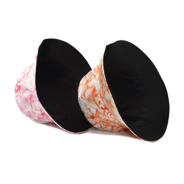 Wholesale Chic Floral Print Reversible Fisherman Hat Black Sun Hat