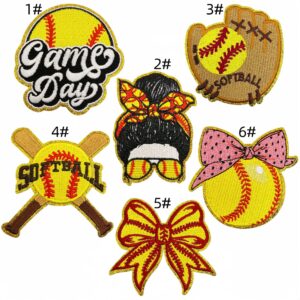 Yellow baseball cloth patch set 6 pack