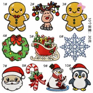 Christmas cloth stickers set of 10 pieces
