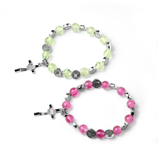 oly-6284f610846b978337856abed86e5e1d Wholesale Artificial Crystal Bead Bracelet Cross Rosary Design Fashion Accessory Boutique Resale