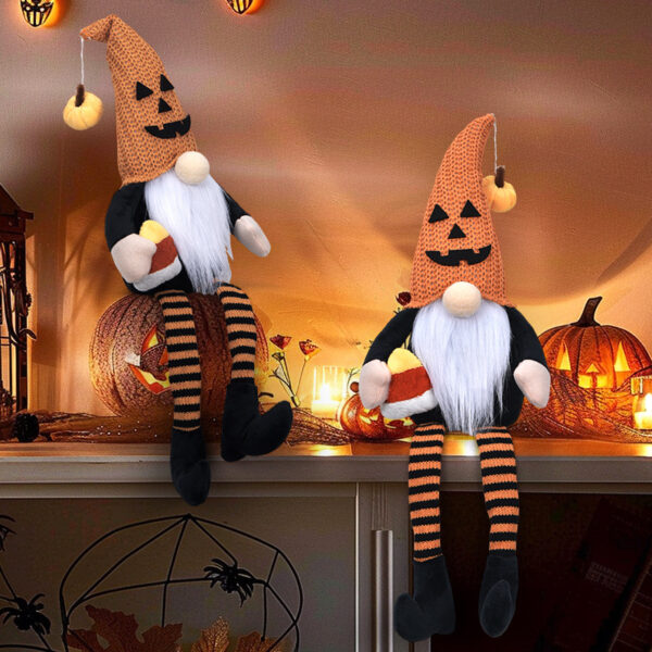 Wholesale Cloth Halloween Gnome Plush Decor Long Legs Faceless Doll with Pointed Hat for Home Decoration