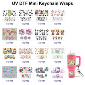Wholesale 8pcs Floral Heart Bow Cartoon Character Fruit Drink Lip Diamond Vehicle Text Pattern Tumbler Tags Custom Keychain Decor Mini Cup Keychain Sticker OLY Exclusive