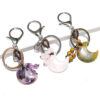 Wholesale Natural Amethyst Crystal Woven Moon Bag Charm Keychain Decorative Accessory