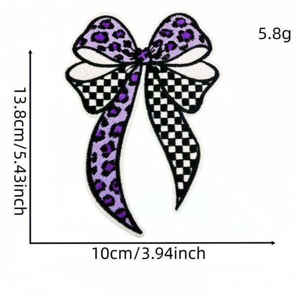oly-62cca505863ed928b5985908fb9ce5a6 Wholesale Polyester Embroidered Bow Patches Set of 10 Leopard Checkerboard Design Adhesive Backing Decorative Patch for Clothing Fashion Accessory DIY Craft Supply Gift for Resale