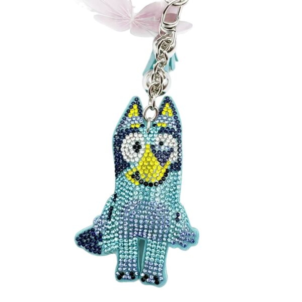 Wholesale Rhinestone Cartoon Dog Keychain with Tassel Korean Style Fashion Accessory Bag Charm for Wedding Gift Boutique Resale