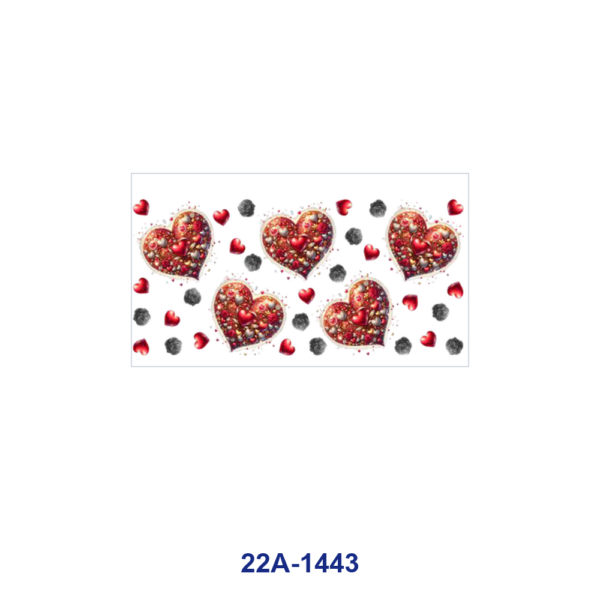 oly-6329924375c236bb044463397c085ced Wholesale 5pcs Vintage Luxurious Valentines Gem Rose Embroidery Heart Ribbon Bow Star Dot Floral Mixed Decor Prints 16oz Cup UV DTF Wraps